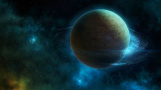 Planet ring stars blue yellow - a ring free wallpaper