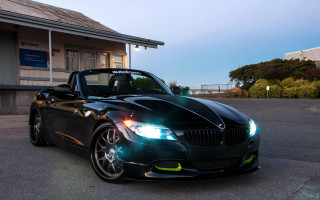Black sports car building light 2 - rim free wallpaper