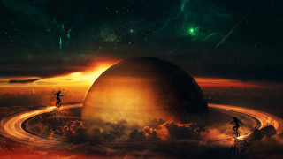 Biking in the sky bright - green light free wallpaper