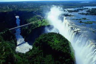 Waterfall bridge river nature scenery - a bridge over free wallpaper