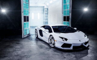 White sports car garage bright 2 - a garage free wallpaper