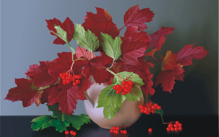 Vase red flowers green leaves - red flower free wallpaper