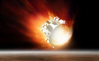 Space shuttle red black sky - center free wallpaper