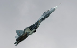 Fighter jet cloudy sky red 6 - a red star free wallpaper