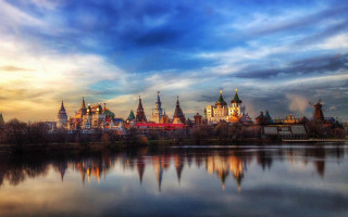 City skyline lake clouds magic - a lake in front free wallpaper for desktop