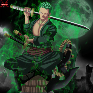 Green swordman fullmoon anime samurai - full free wallpaper