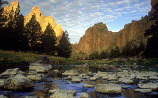River forest mountains sky waterfall - douglas robertson bisset free wallpaper