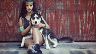 Woman dog headdress art photography - dennis ashbaugh free wallpaper for desktop