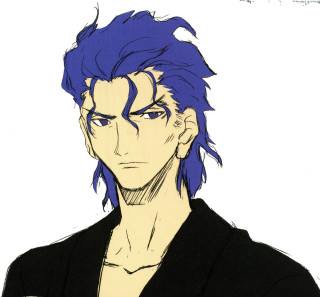 Man blue hair black shirt 2 - a drawing of a man free wallpaper