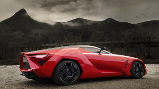 Red sports car mountain dark - overhead free wallpaper