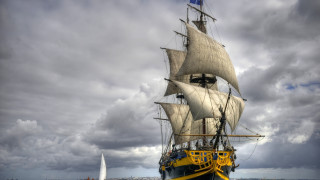White sailboat yellow sail ocean - fitz henry lane free wallpaper