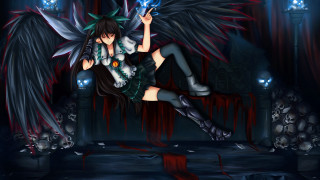Demon woman wings sword skull - a sword free wallpaper for desktop