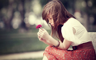 Woman bench flower phone art - a bench holding free wallpaper