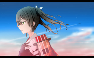 Girl long hair blue sky - a girl free wallpaper for desktop