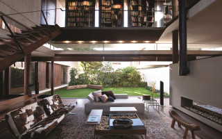 Living room couch table staircase - a couch and a table free wallpaper