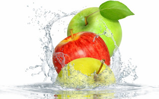 Green apple red apple water 2 - a red apple free wallpaper