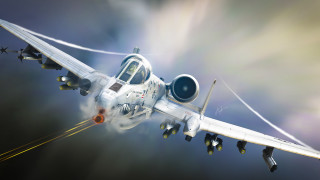 Fighter jet clouds star trail - digital painting free wallpaper