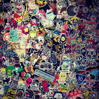 Stickers pile wall side arrangement - a wall free wallpaper