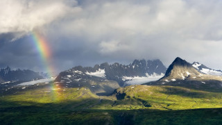 Rainbow mountain range sky clouds - colorful cloud free wallpaper