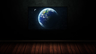 Earth aurora night sky hologram - a television screen free wallpaper
