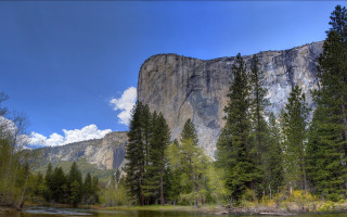 Mountain river trees clouds nature 2 - a sky background free wallpaper for desktop