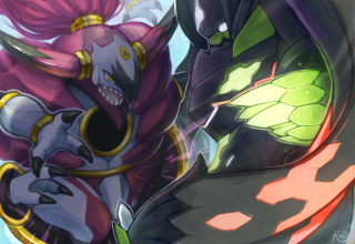Cartoon character pink hair demon - a demon like body free wallpaper