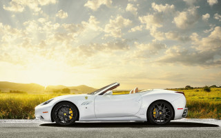 White sports car cloudy sunset - the side of the road free wallpaper