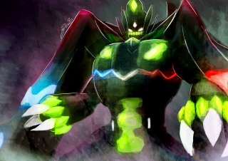 Green black creature glowing eyes - creature free wallpaper