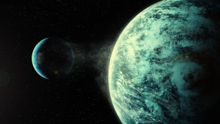 Large blue planet starfield aurora - smaller free wallpaper