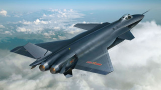 Fighter jet clouds blue sky 3 - matte drawing free wallpaper