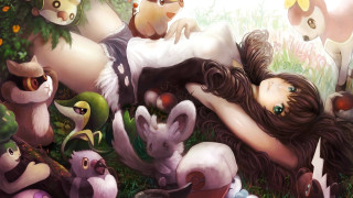 Fantasy pokemon woman animals forest - a painting of a woman free wallpaper