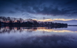 Lake bridge city sky clouds - lake free wallpaper