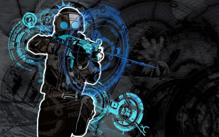Cyberpunk man gun futuristic background - cyberpunk art free wallpaper
