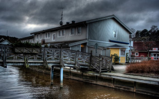 House dock cloudy sky water - a dock in front free wallpaper