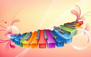 Colorful piano rainbow design pink - surreal free wallpaper