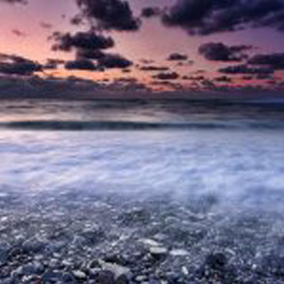 Beach rocks water sunset cloudy 2 - dawn free wallpaper