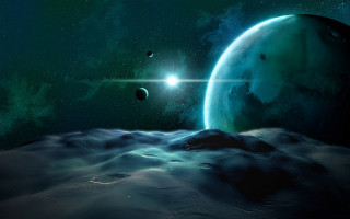 Planet star moonlight space aurora - a. hardy free wallpaper