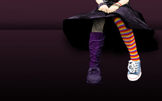 Woman black dress striped socks - a black dress free wallpaper for desktop