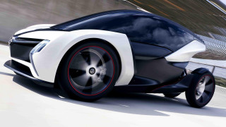 Futuristic car street building sky - the front wheel free wallpaper