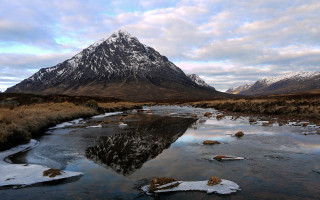 Mountain river snow rocks waterscape - david paton free wallpaper