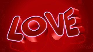 Red love neon 3d video - the word love free wallpaper