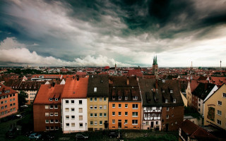 City cloudy sky stormy architecture - building free wallpaper