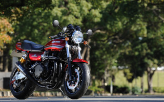 Red motorcycle road trees bench - the side of the road free wallpaper