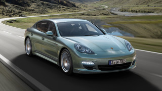 Green porsche panamera mountain lake - the mountain free wallpaper