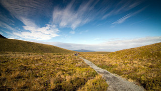 Dirt road motorcycle cloudy horizon - a grassy field free wallpaper