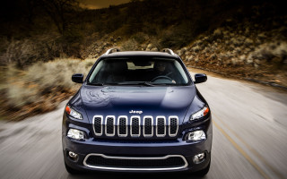 Blue jeep mountain road neoclassic - both side of the road free wallpaper
