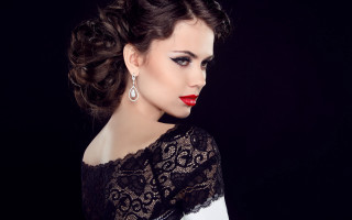 Woman red lipstick black dress 4 - a red lipstick free wallpaper