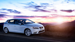 White car sunset road clouds - the side of a road free wallpaper