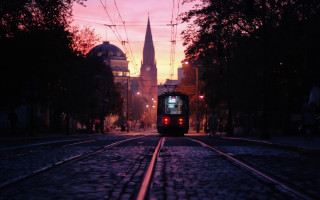 Train sunset cityscape starry night - sunset free wallpaper