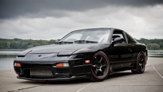 Black car lake forest clouds 2 - a black car free wallpaper